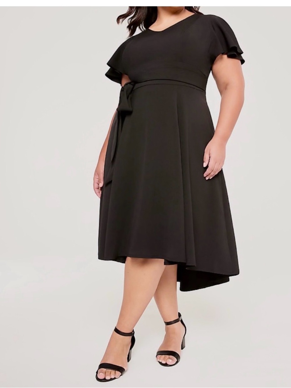 NWT Lane Bryant Black V-Neck Tie-Front High-Low Dress Size 18